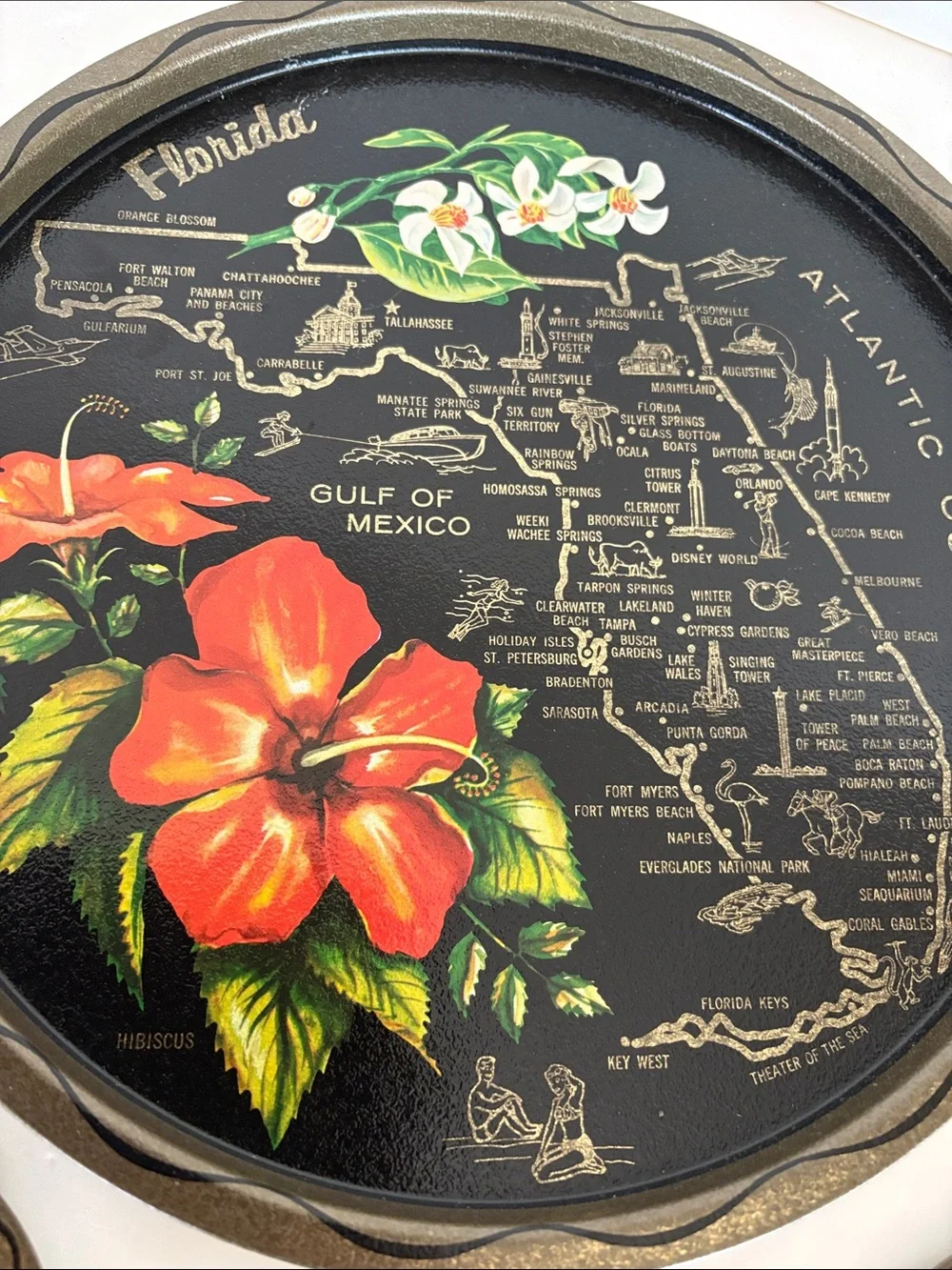 MCM FLORIDA STATE SOUVENIR DRINK TRAY AND COASTER SET / FLORIDA